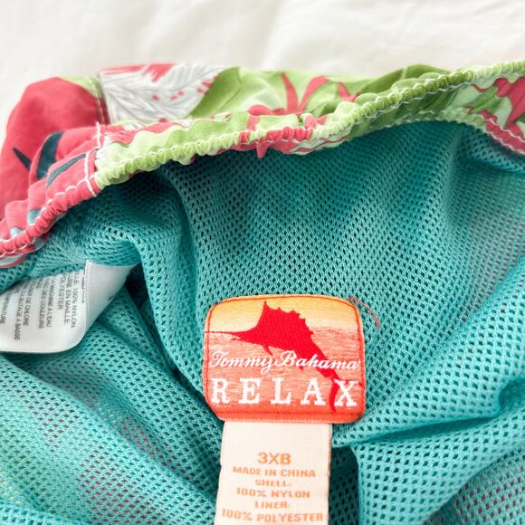 Tommy Bahama Relax 3XB Pink Tropical Swim Trunks Palm Print Cargo Board Shorts - Picture 4 of 5
